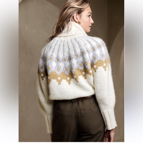 Banana Republic Bosque Fair Isle Oversized Alpaca Turtleneck Sweater Size M EUC - Picture 1 of 11